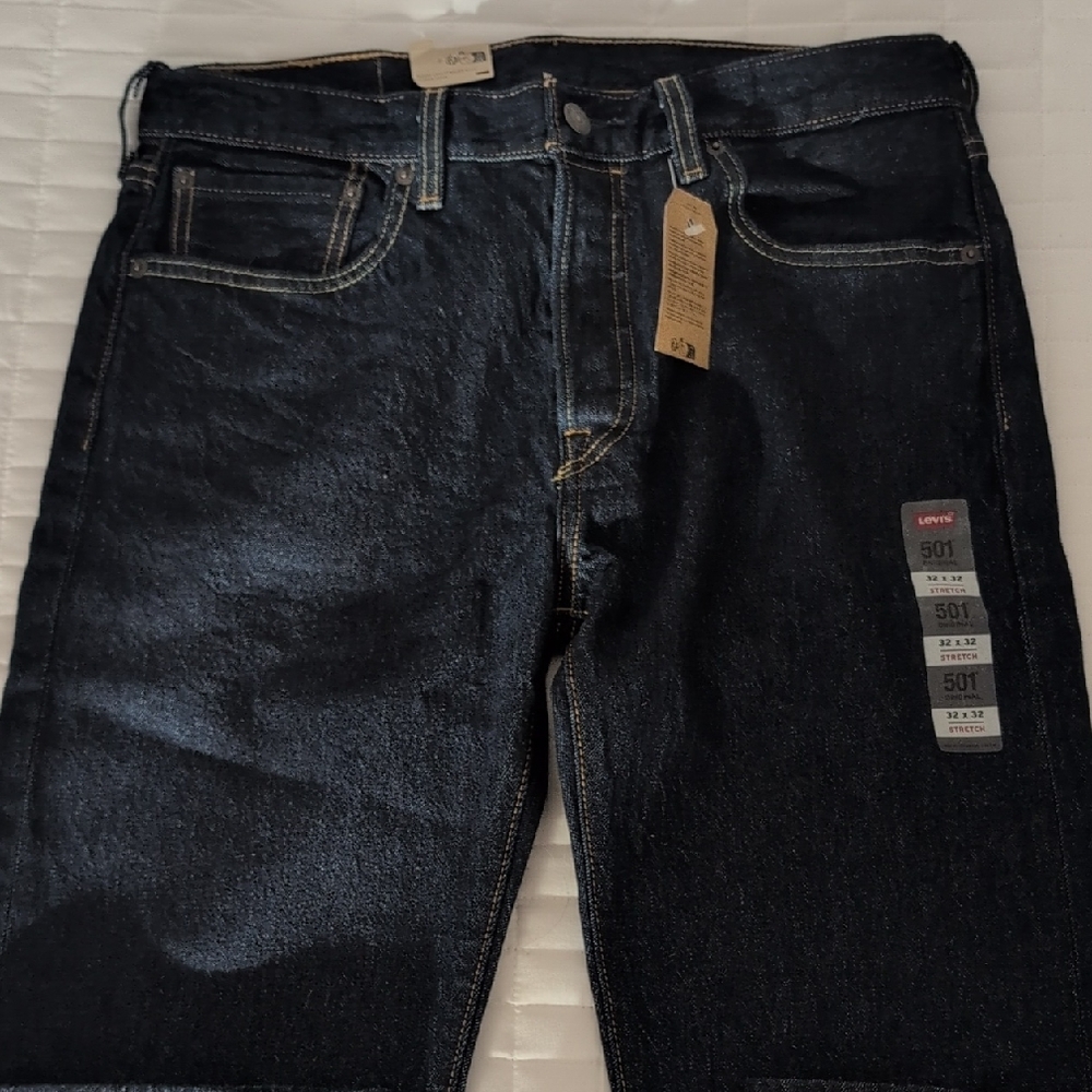NWT Levi's 501 Original Stretch Men's 32x32 Dark Wash